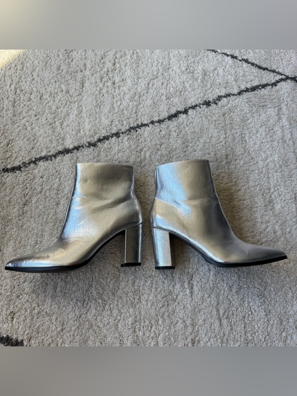 SILVER FOIL ANKLE BOOTS